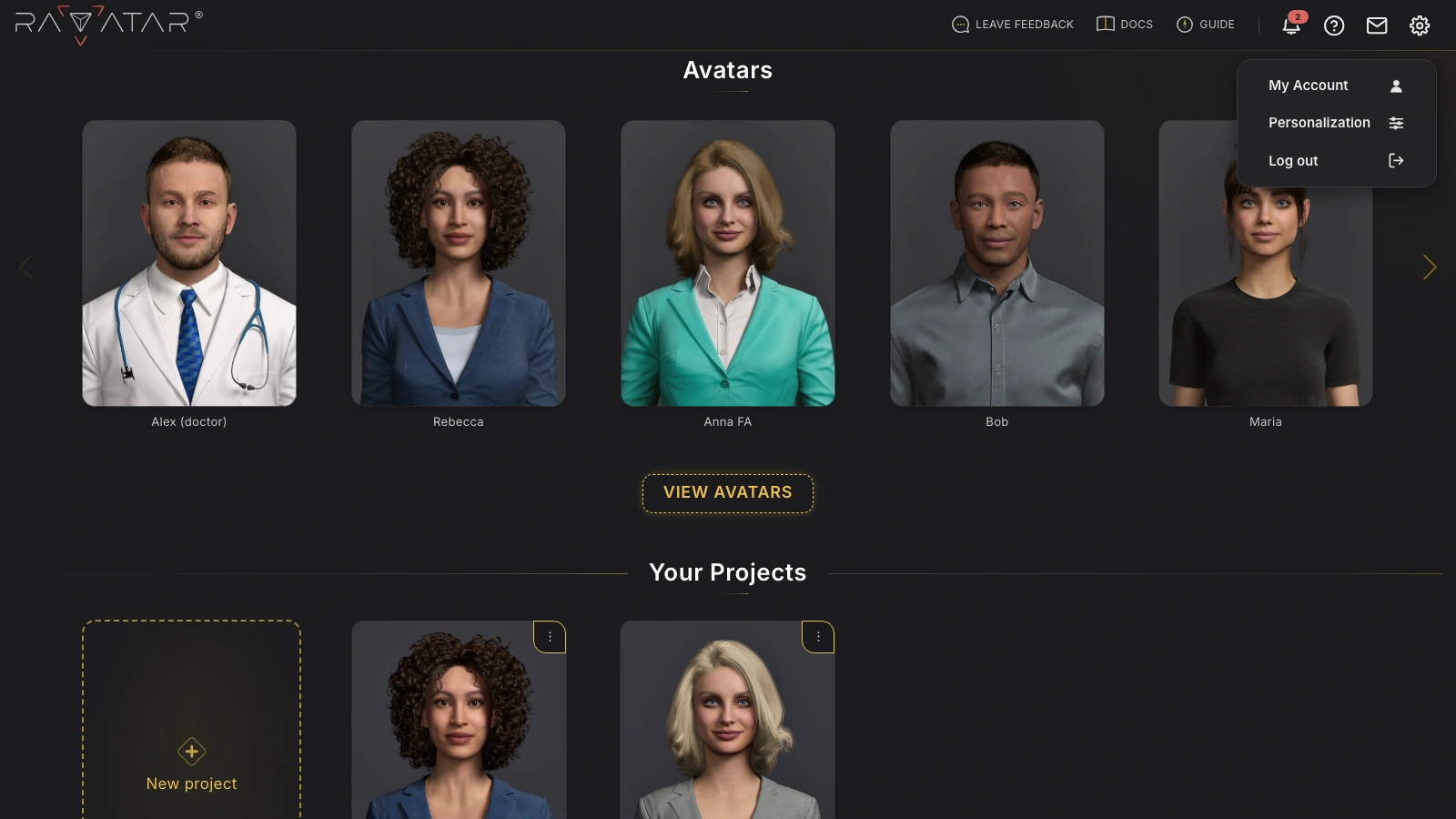 Genesis Studio gear menu opened with the My Account option highlighted