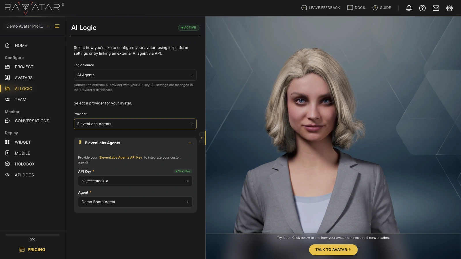 Genesis Studio set parameters for connected ElevenLabs agent